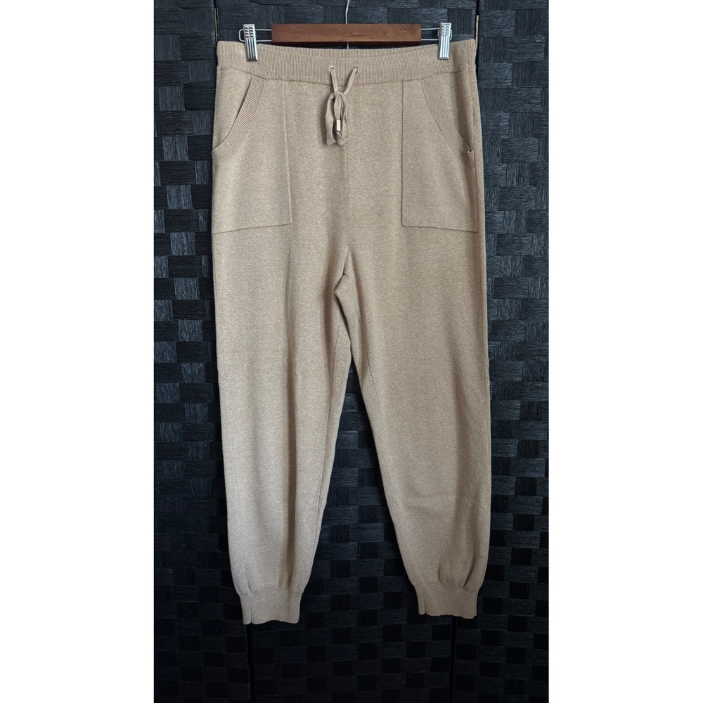 Chico's Zenergy Joggers Women 1R Medium Tan Cashmere Blend Knit Lounge Pants